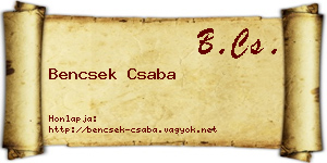 Bencsek Csaba névjegykártya